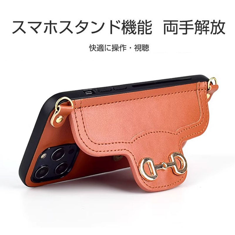 ハンドストラップ付きスマホケース&ダブルD型留め具付きカードケース