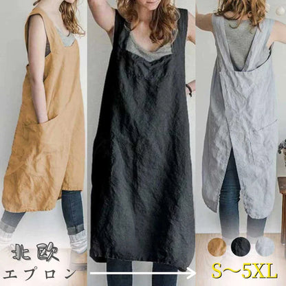 人気NO.1【S～5XLエプロン　かぶるだけエプロン　ワンピース風　大人　男女兼用　おしゃれ可愛いエプロン